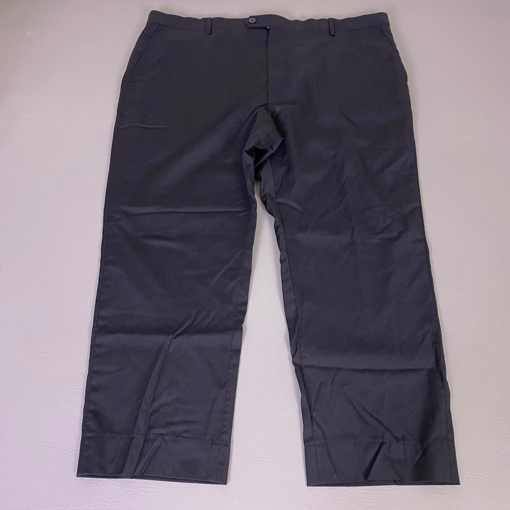 Awearness Kenneth Cole Dress Pants Men's 42x32 Black Flat Front Straight‎ Leg *
